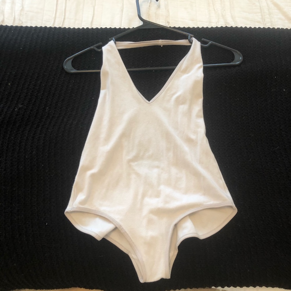 White halter bodysuit
